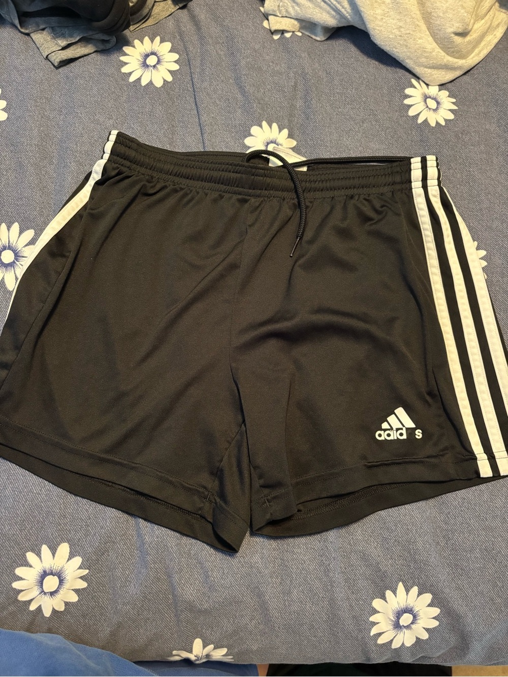 adidas Black Athletic Shorts with White Side Stripes